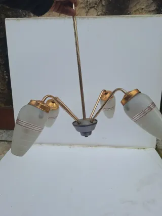 Lámpara colgante retro dorada y gris