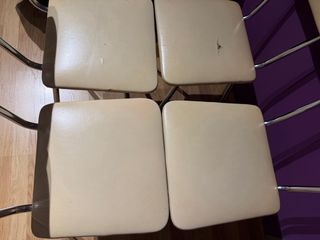 Juego de 4 sillas cocina beige y plata