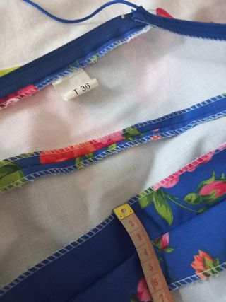 Vestido Flamenco Azul con Flores Rosas