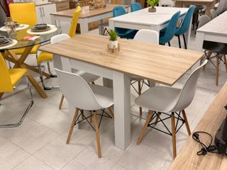 MESA COMEDOR EXTENSIBLE + 4 SILLAS NORDICAS