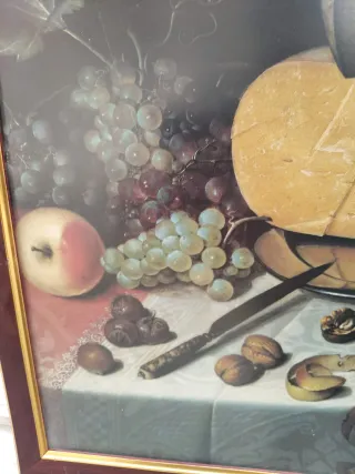 Cuadro Bodegón Frutas, Queso y Nueces 1613 vintage