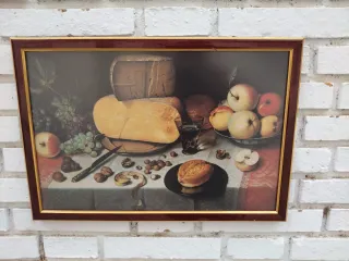 Cuadro Bodegón Frutas, Queso y Nueces 1613 vintage