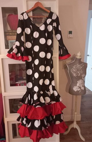 Vestido Flamenco Lunares Negro y Rojo