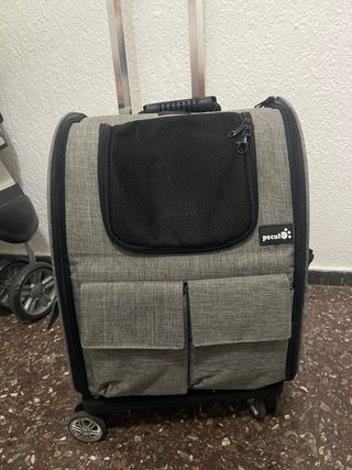 Transportín Pecute con ruedas gris