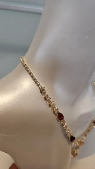 Conjunto de joyería rosa y morado. Laminado oro 14