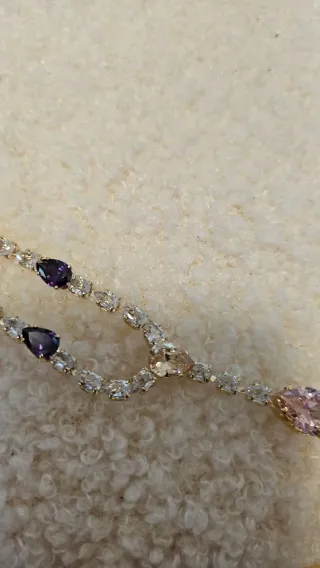 Conjunto de joyería rosa y morado. Laminado oro 14