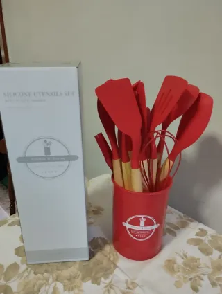 Set Utensili Cucina Silicone Rosso 12 Pezzi