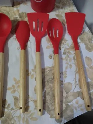 Set Utensili Cucina Silicone Rosso 12 Pezzi