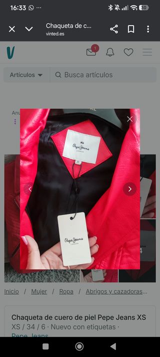 Chaqueta cuero roja Pepe Jeans XS