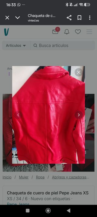 Chaqueta cuero roja Pepe Jeans XS