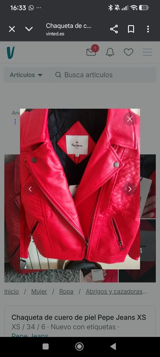 Chaqueta cuero roja Pepe Jeans XS