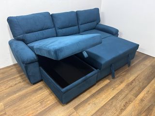 Sofá Cama Chaise Longue Comodidad Extra Azul NUEVO