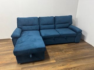Sofá Cama Salón/Dormitorio Azul Arcón Oculto NUEVO