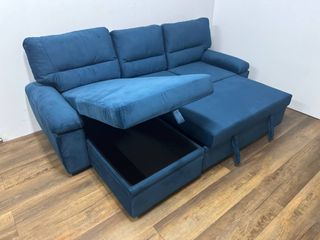 Sofá Cama Salón/Dormitorio Azul Arcón Oculto NUEVO
