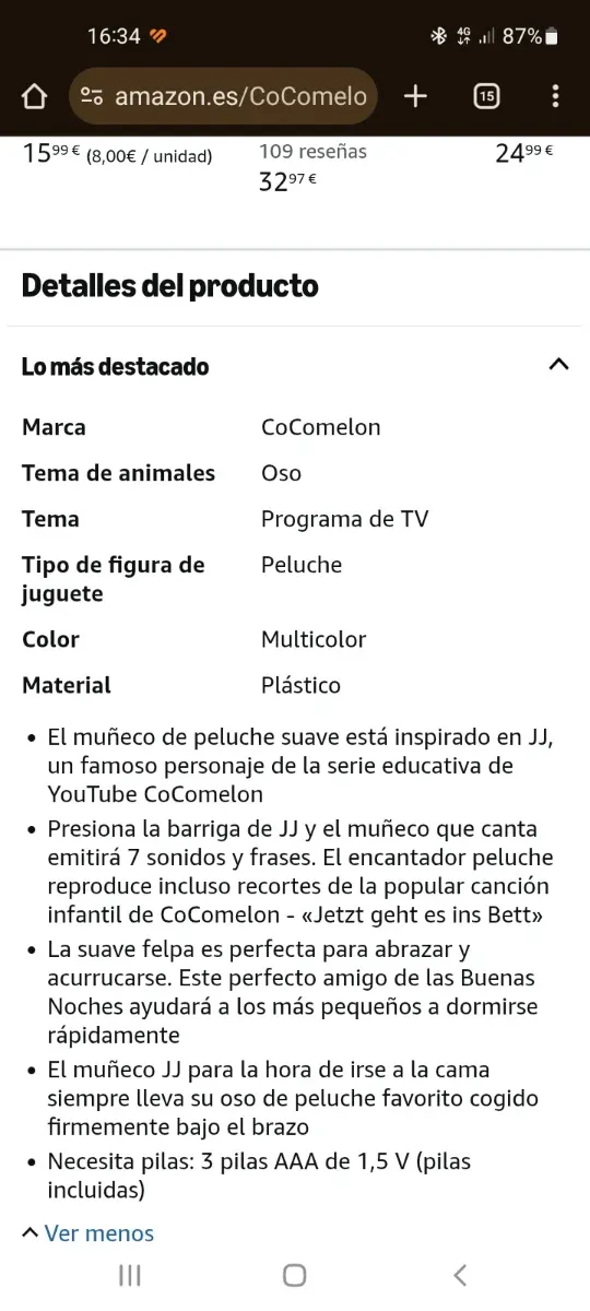 Muñeco Cocomelon ideal para dormir