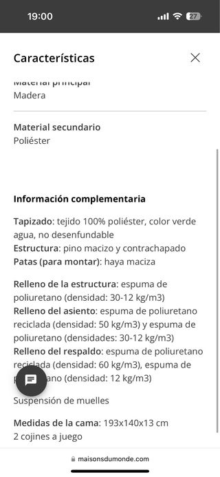 Sofá Cama Maison du Monde Azul/Verde agua.