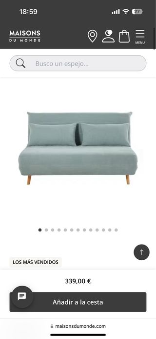 Sofá Cama Maison du Monde Azul/Verde agua.