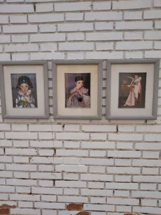 Cuadro Arlequín Pierrot con Rosa de Mira Fujita