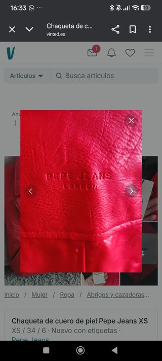 Chaqueta de cuero Pepe Jeans Roja XS