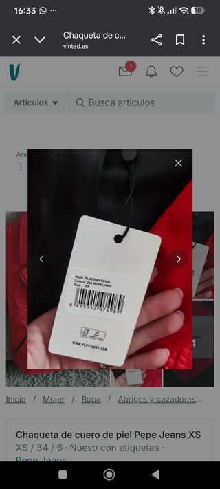 Chaqueta de cuero Pepe Jeans Roja XS