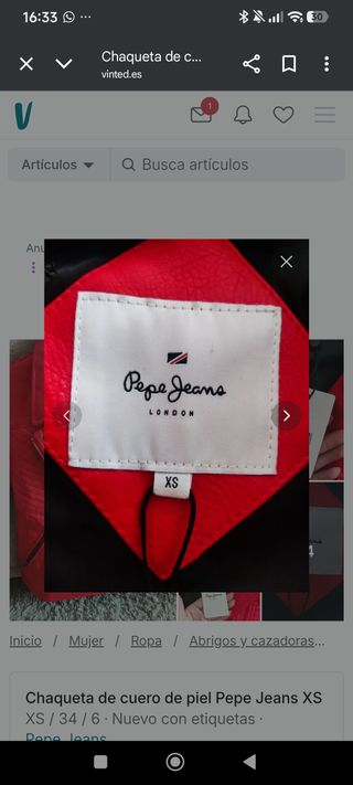 Chaqueta de cuero Pepe Jeans Roja XS
