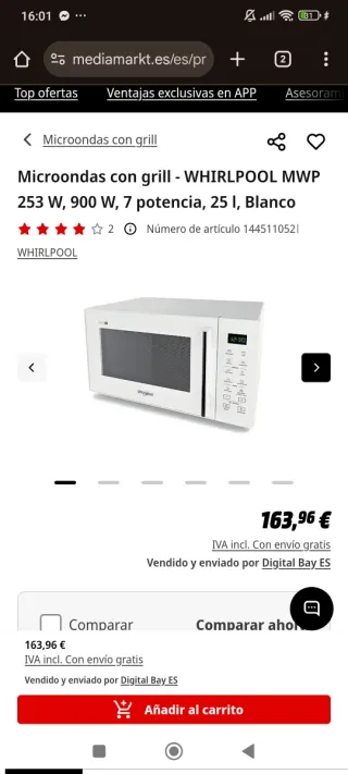 Microondas Whirlpool Cook 25