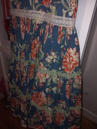 Vestido Flamenco Largo Estampado Floral