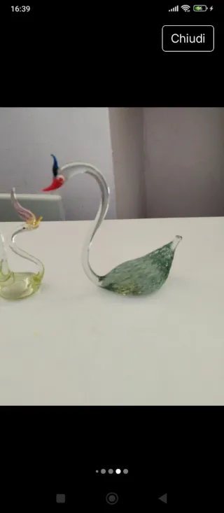 Set 2 Cigni Vetro Murano vintage