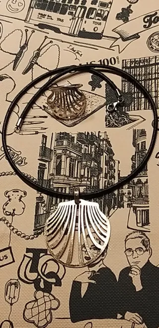 Conjunto Tous collar corto y anillo concha plata