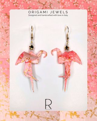 Orecchini origami Fenicottero fatti a mano