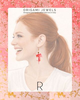 Orecchini origami Fenicottero fatti a mano