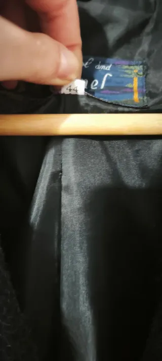 Abrigo lana cuello pelo negro/gris