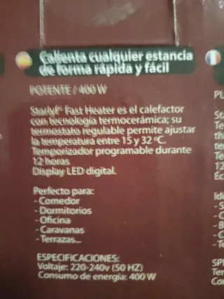 Calefactor radiador Starlyf Rápido 400W portátil