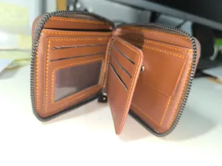 Cartera Billetera Marrón Cremallera