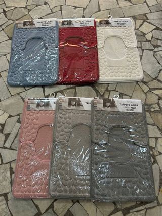 Set 3 Tappeti Bagno Antiscivolo