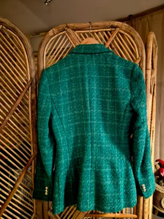 Chaqueta Zara Verde Tweed