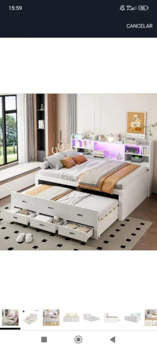 Cama nido juvenil blanca madera 140