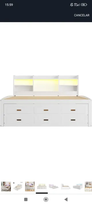 Cama nido juvenil blanca madera 140