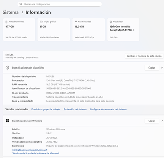 Portátil Gaming HP Victus Omen 16 Negro/Azul