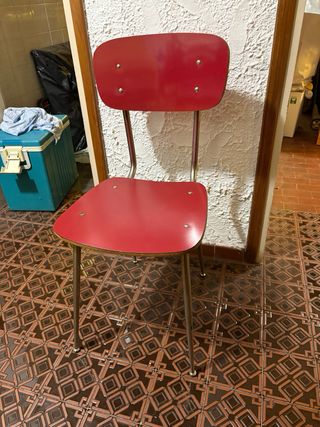 Set 4 Sedie in formica rosse Vintage