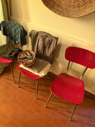 Set 4 Sedie in formica rosse Vintage