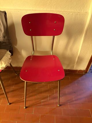 Set 4 Sedie in formica rosse Vintage