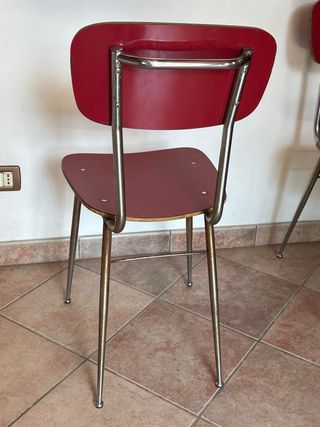 Set 4 Sedie in formica rosse Vintage