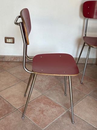Set 4 Sedie in formica rosse Vintage