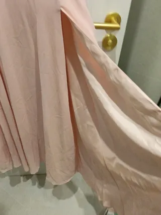 Vestido Gala Rosa Largo Pedrería Dorada