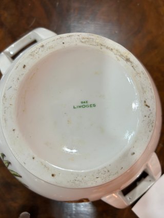 Sopera cerámica decorada motivos vegetales Limoges