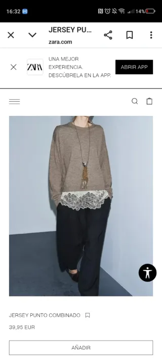 Jersey Zara combinado punto y encaje
