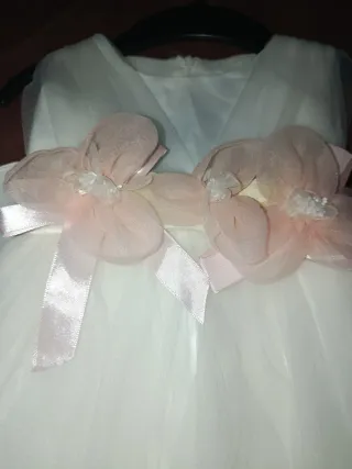 Abito da damigella bianco e rosa 4/5 anni