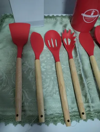 Set 12 Posate Cucina Silicone Rosso