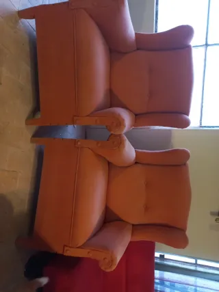 2 Poltrone Classiche Arancioni in Tessuto